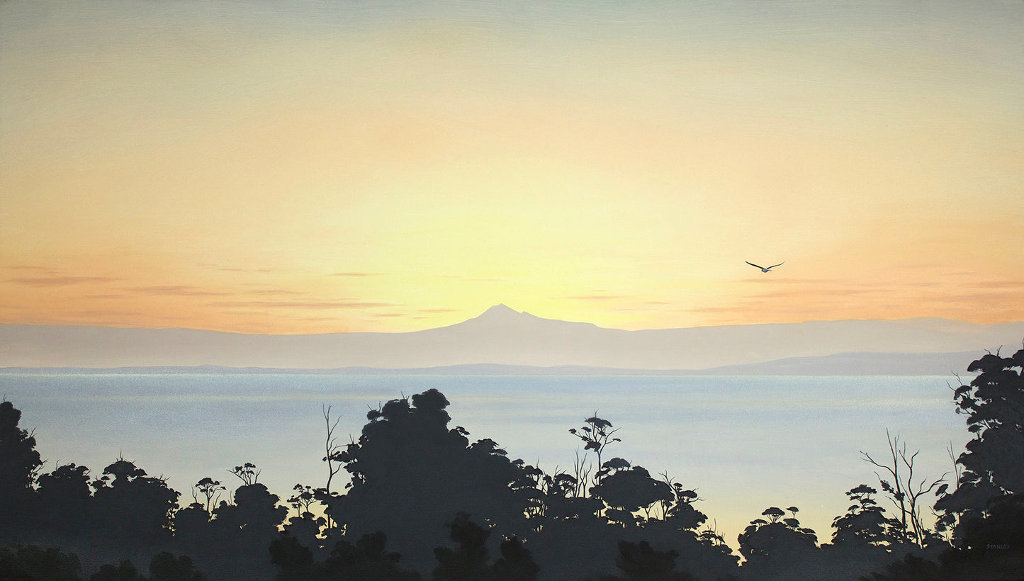 Adamsons Peak Sunset. Tasmania. From the original oil painting by Richard Stanley.