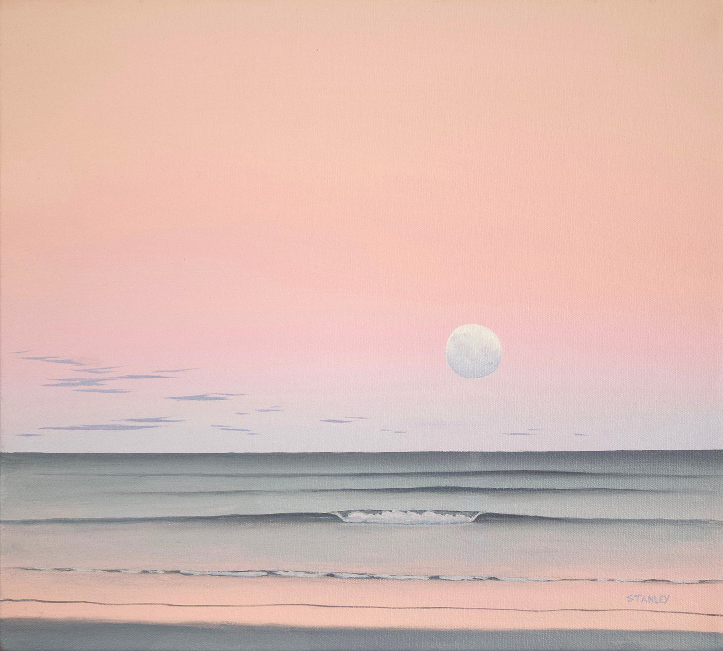 Supermoon oil painting by Richard Stanley, Tasmania