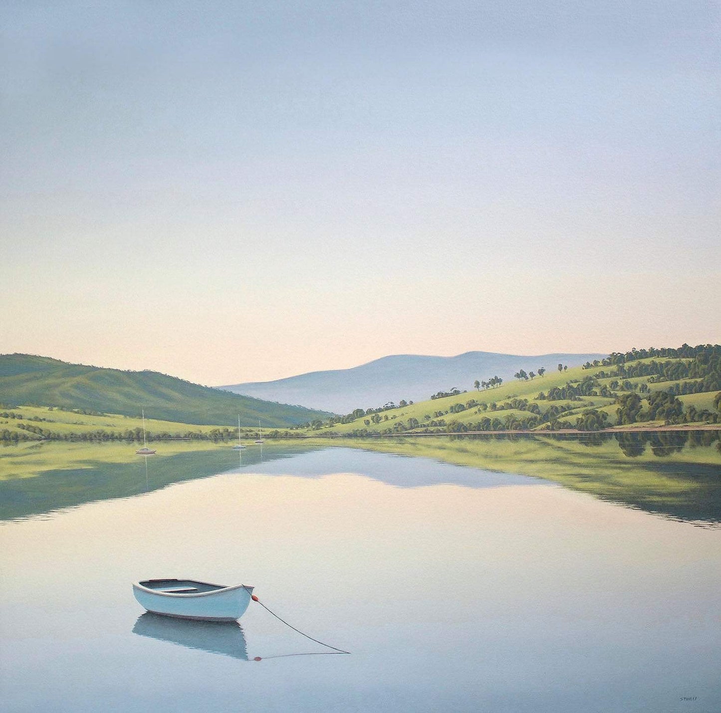 Cygnet Reflection, Tasmania. | Original oil painting | Tasmanian Art / The Art of Richard Stanley