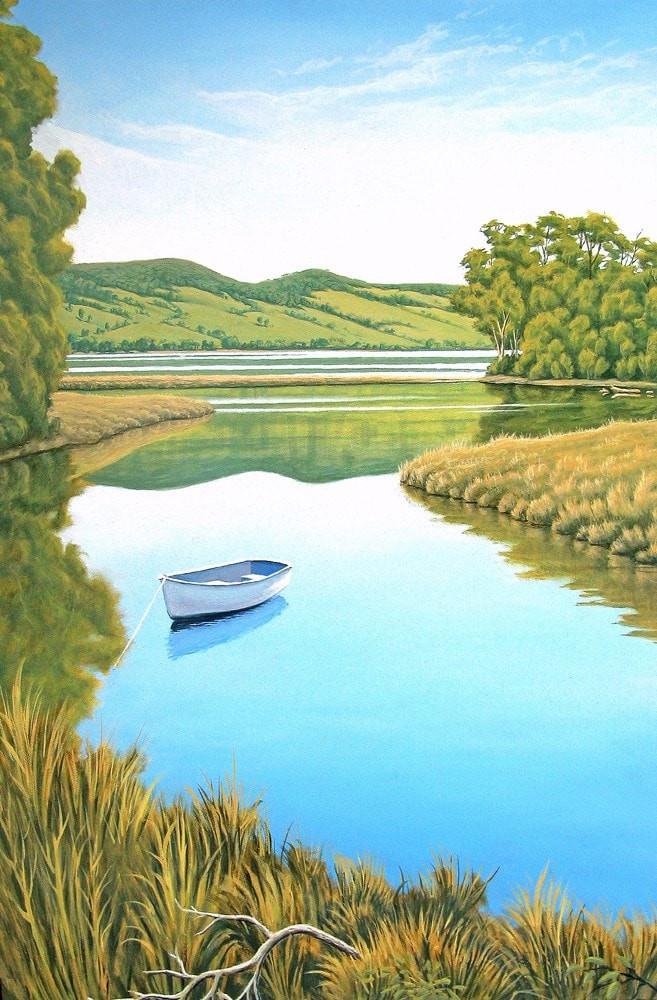 Peaceful Corner, Deep Bay, Huon Valley, Tasmania Fine Art Prints The Art of Richard Stanley