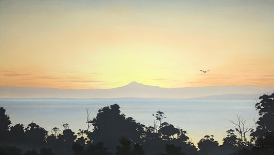 Adamsons Peak at Sunset. Tasmania. From the original oil painting by Richard Stanley.