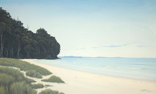 Original,oil painting by Richard Stanley. Adventure Bay Beach, Bruny Island Tasmania.