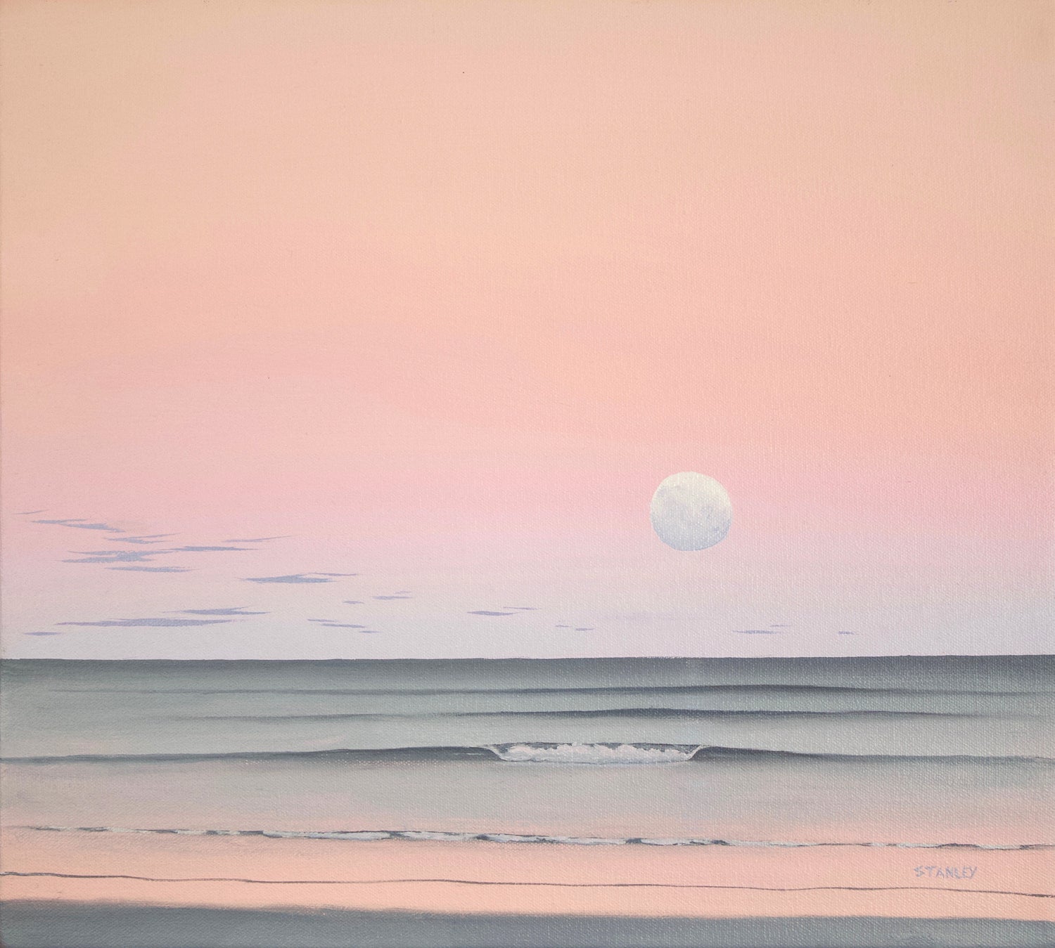 Supermoon oil painting by Richard Stanley, Tasmania