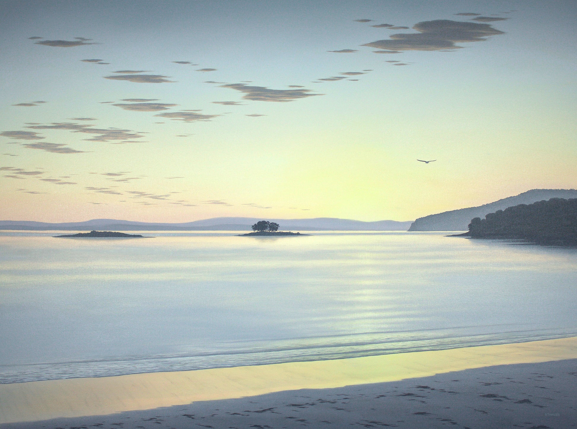 Brother and Sister Island 2 White Beach Tasmania oil painting / Tasmanian Art / The Art of Richard Stanley