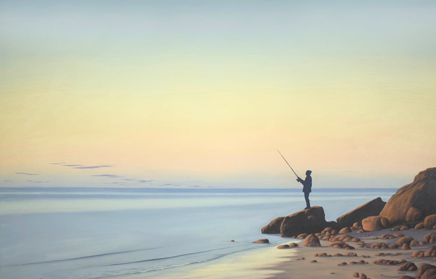 The Fisherman oil painting / Tasmanian Art / The Art of Richard Stanley