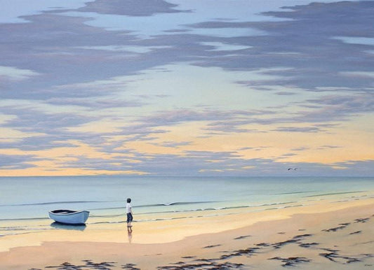 Boy & his boat. East coast, Tasmania Fine Art Print / Tasmanian Art / The Art of Richard Stanley