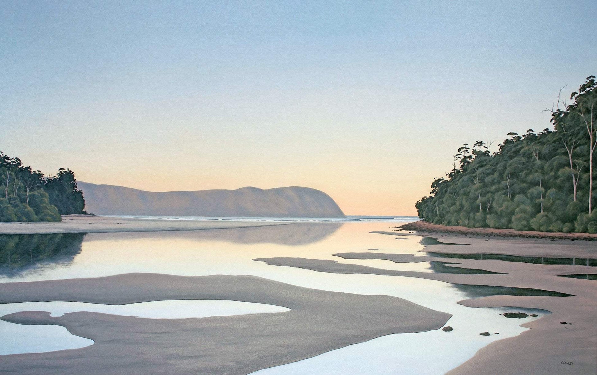 Cloudy Bay Lagoon, Low Tide, Bruny Island Fine Art Print / Tasmanian art /  The Art of Richard Stanley