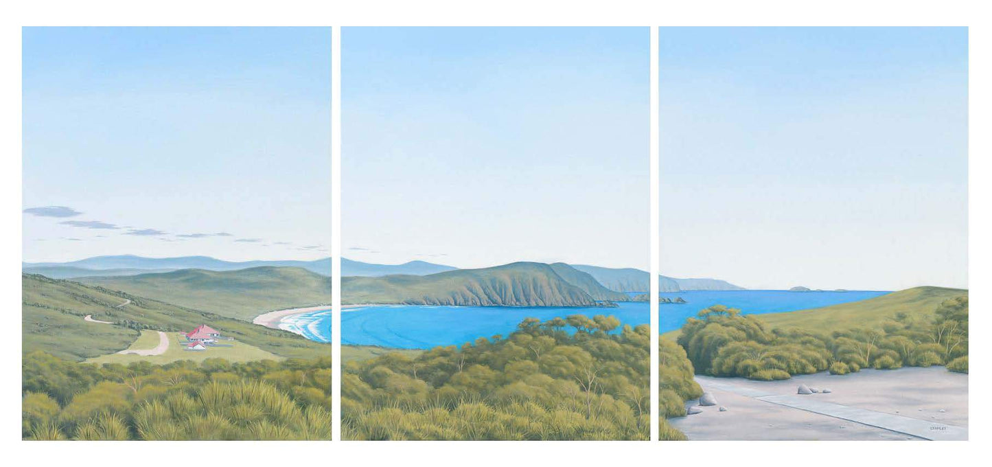 Lighthouse Beach, Bruny Island, Tasmania. 3 x Original Oil Paintings. 'Triptych' Original Oil Paintings The Art of Richard Stanley