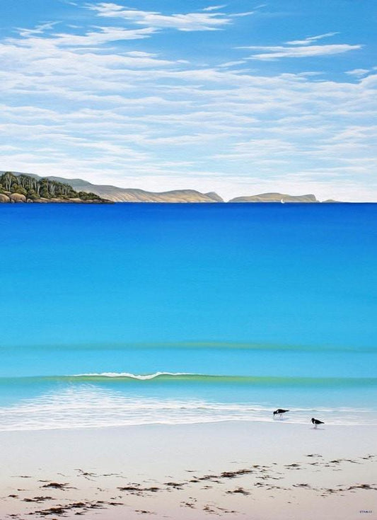 Oyster Catchers, Roaring Beach, Southport, Tasmania Fine Art Print / Tasmanian Art / The Art of Richard Stanley